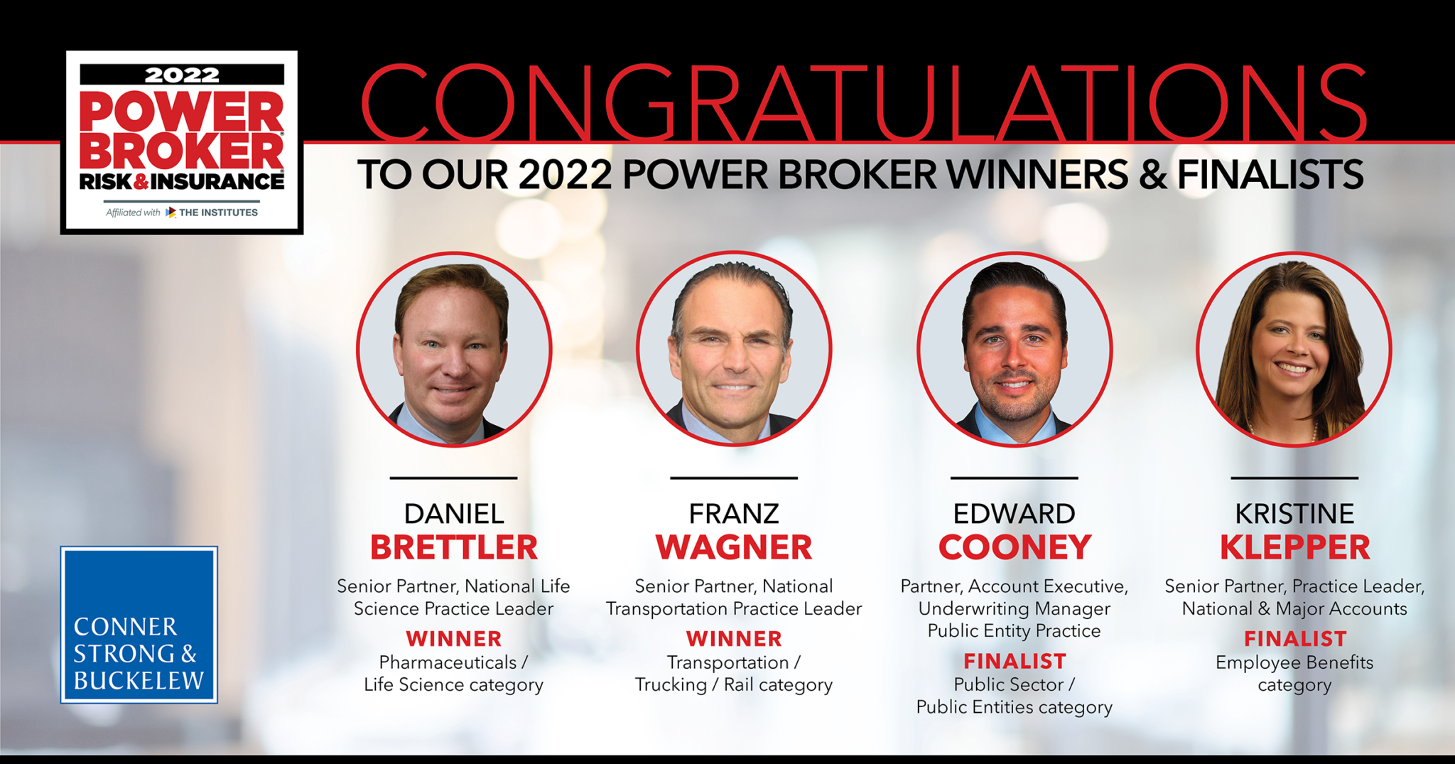 Four Conner Strong & Buckelew Consultants Recognized by Risk